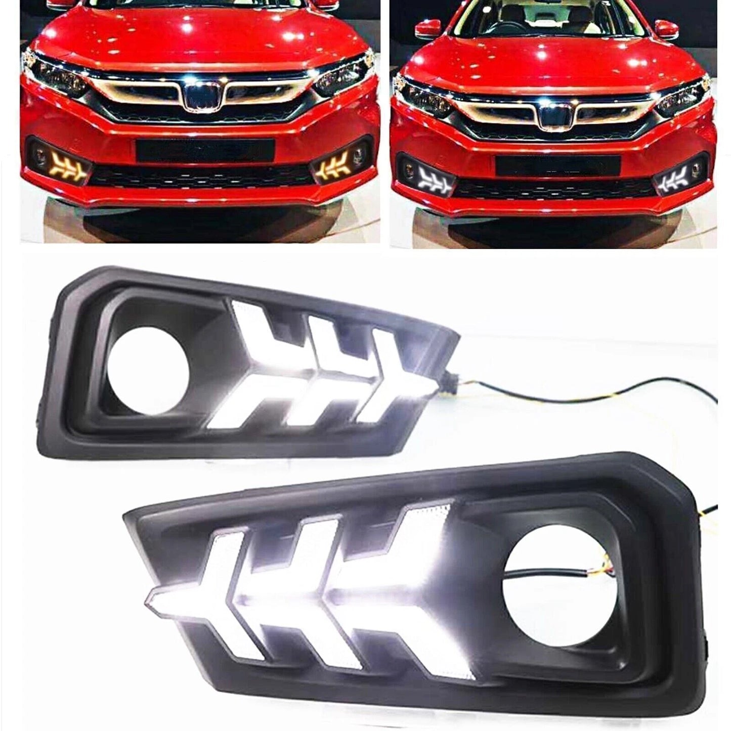 DRL Daytime Running Lights for Honda Amaze (2018-2021) 1 x Pair Amber White