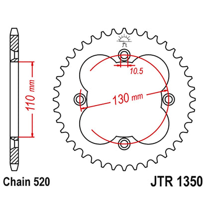 37 Tooth Rear Steel Sprocket for Honda TRX250X (2009–2013)