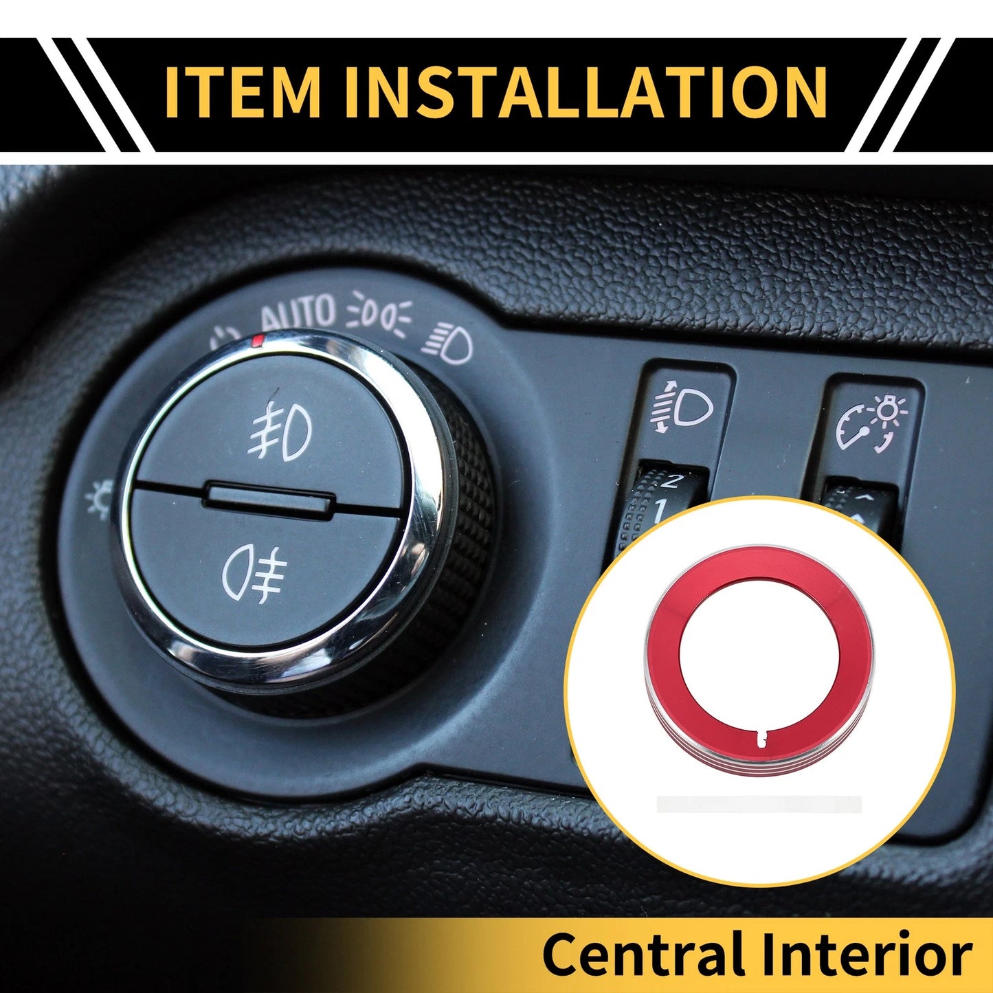 Headlight Control Switch Knob Cover Ring for Ford F-150 (2016-2021) Red