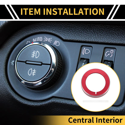 Headlight Control Switch Knob Cover Ring for Ford F-150 (2016-2021) Red