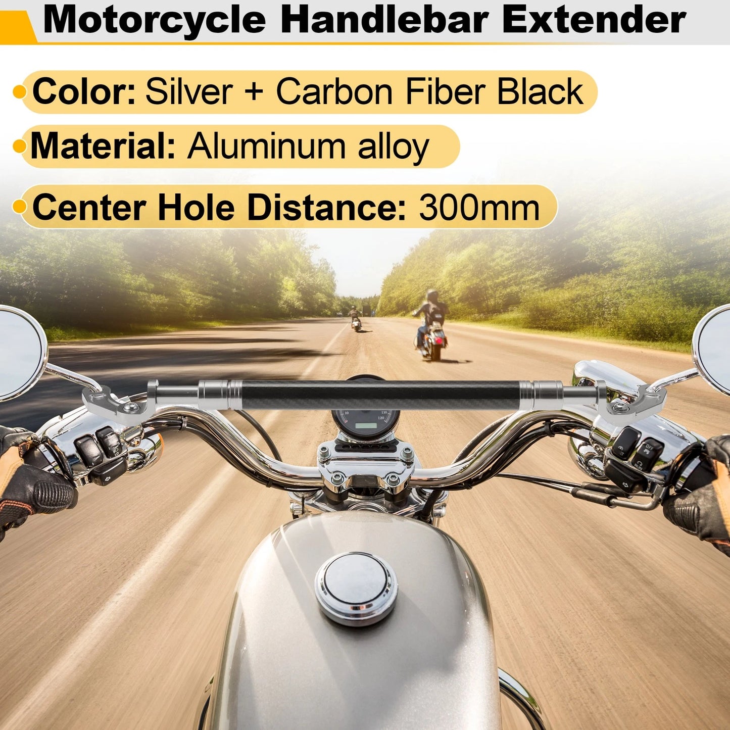 Motorcycle Balance Handle Bar Aluminum Alloy Extender Bracket 300mm Center Hole