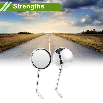 Rear View Mirrors Round Chrome Silver Tone ABS Metal 1set for Motorcycle