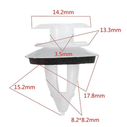 Fastener Clips 100pcs White With Seal Ring Fender Replacement Rivets for Car