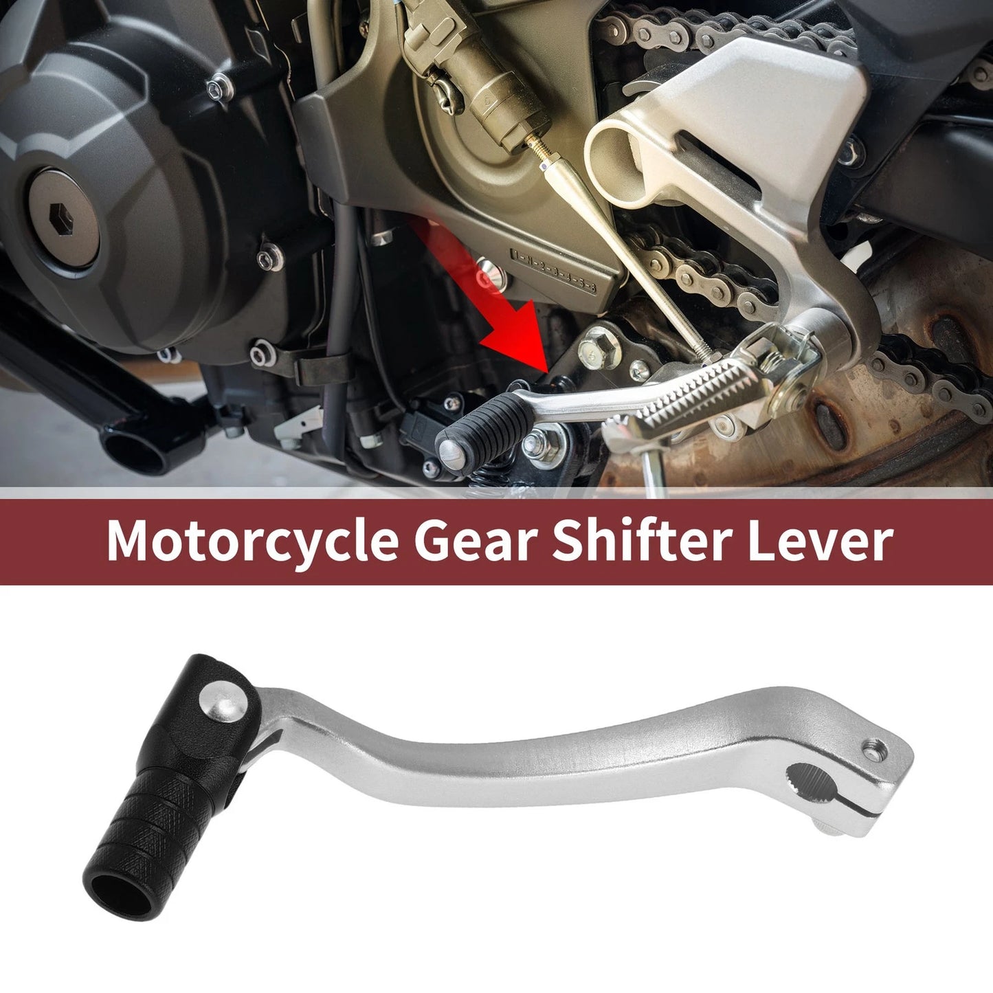 Folding Motorcycle Gear Shifter Lever Silver Tone Black Head for Kayo T6