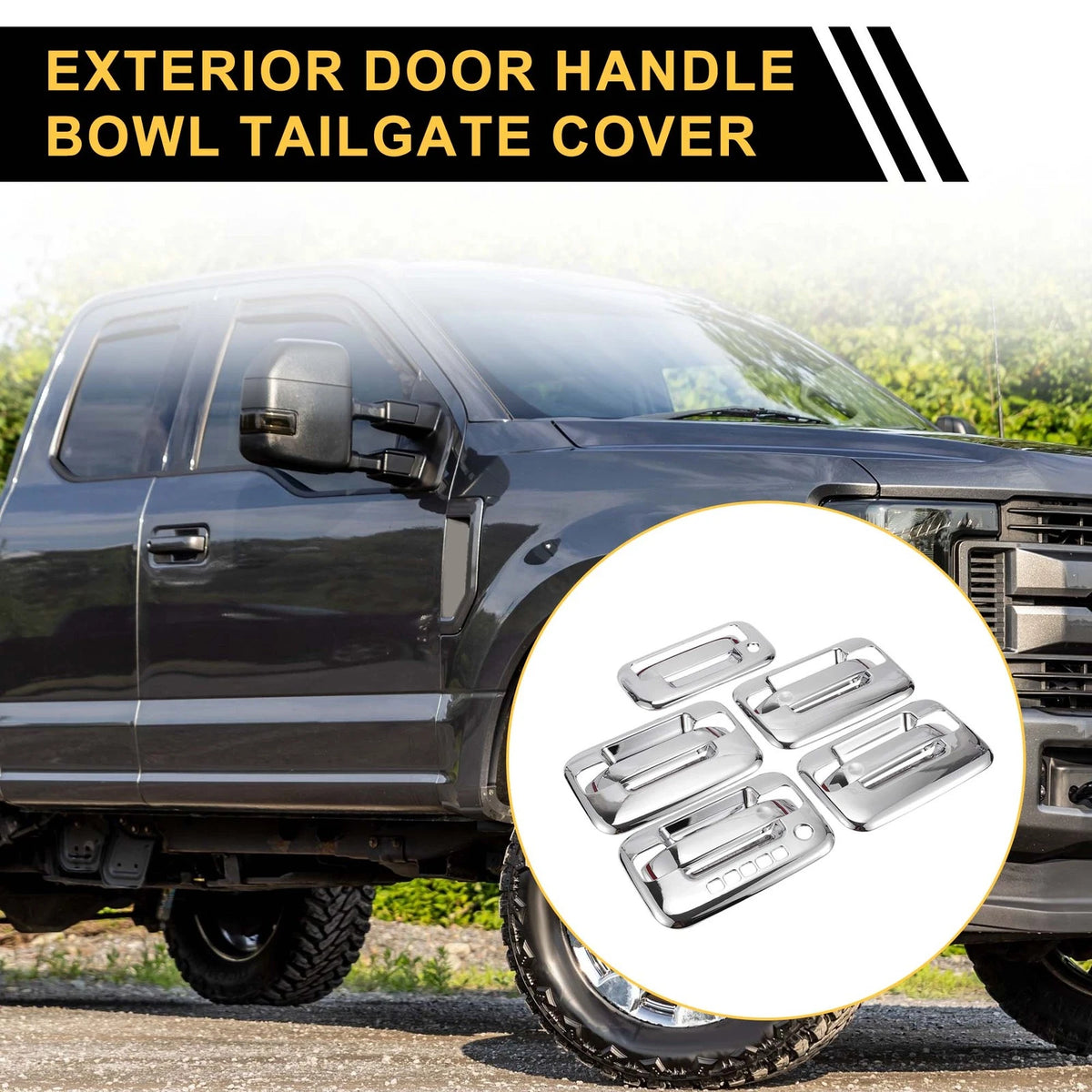 Exterior Door Handle Cover Set for Ford F-150 (2004-2014) Silver Tone
