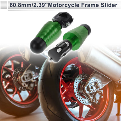 0.87-1.1 2 x Aluminum Alloy Motorcycle Slider Frame Green for Motorcycle