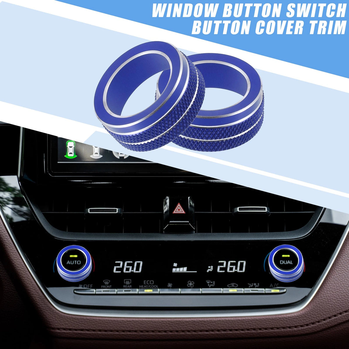 AC Control Switch Knob Cover Trim for Toyota Corolla 2020-2022 Blue (2 x)