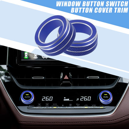 AC Control Switch Knob Cover Trim for Toyota Corolla 2020-2022 Blue (2 x)