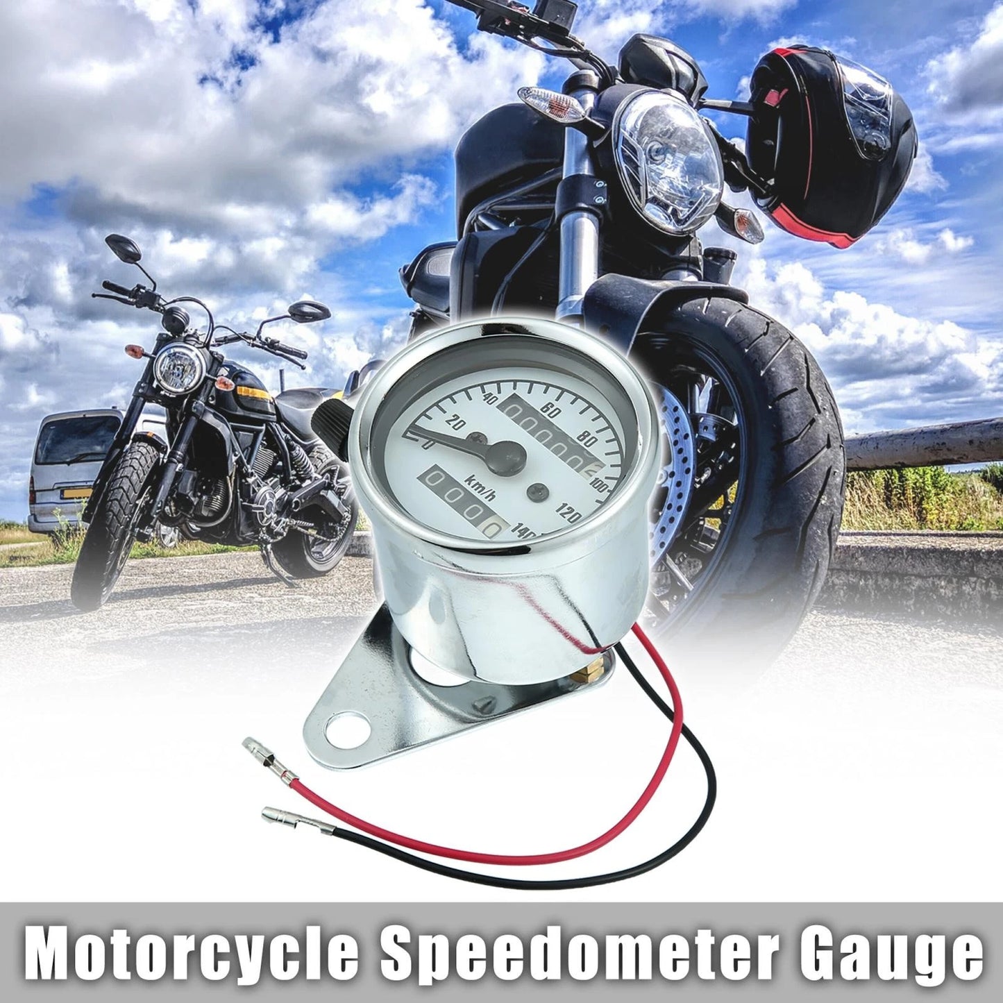 Tachometer / 0-140km/h / Single Gauge Meter DC12V for Universal Motorcycle