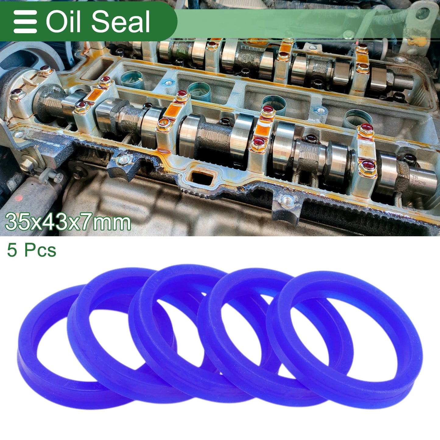 Oil Seal Seal Ring Rotary Shaft Seal TPU 35x43x7mm High Pressure Blue 5 Pcs