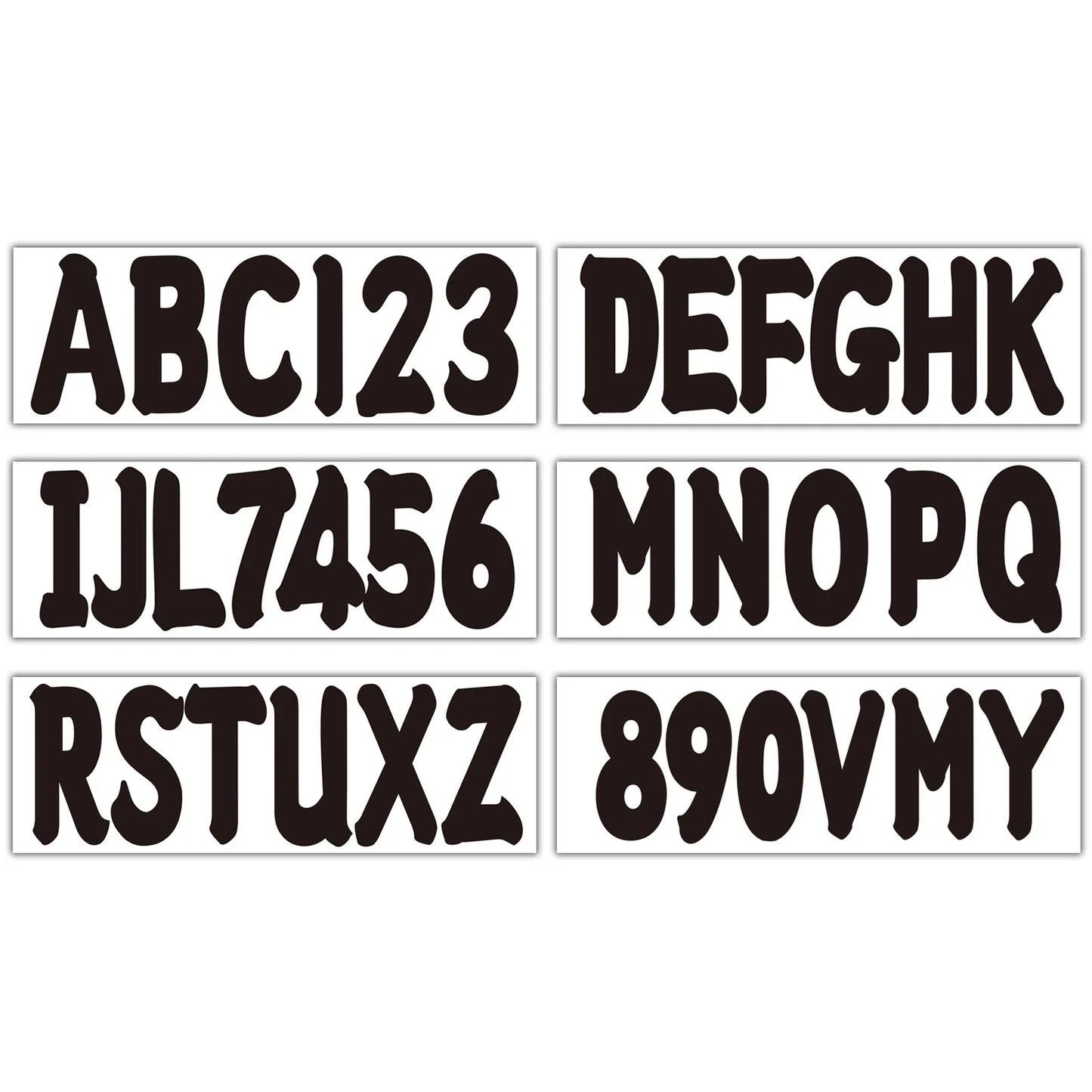 Black Alpha-Numeric Registration Stickers Decals for Boat