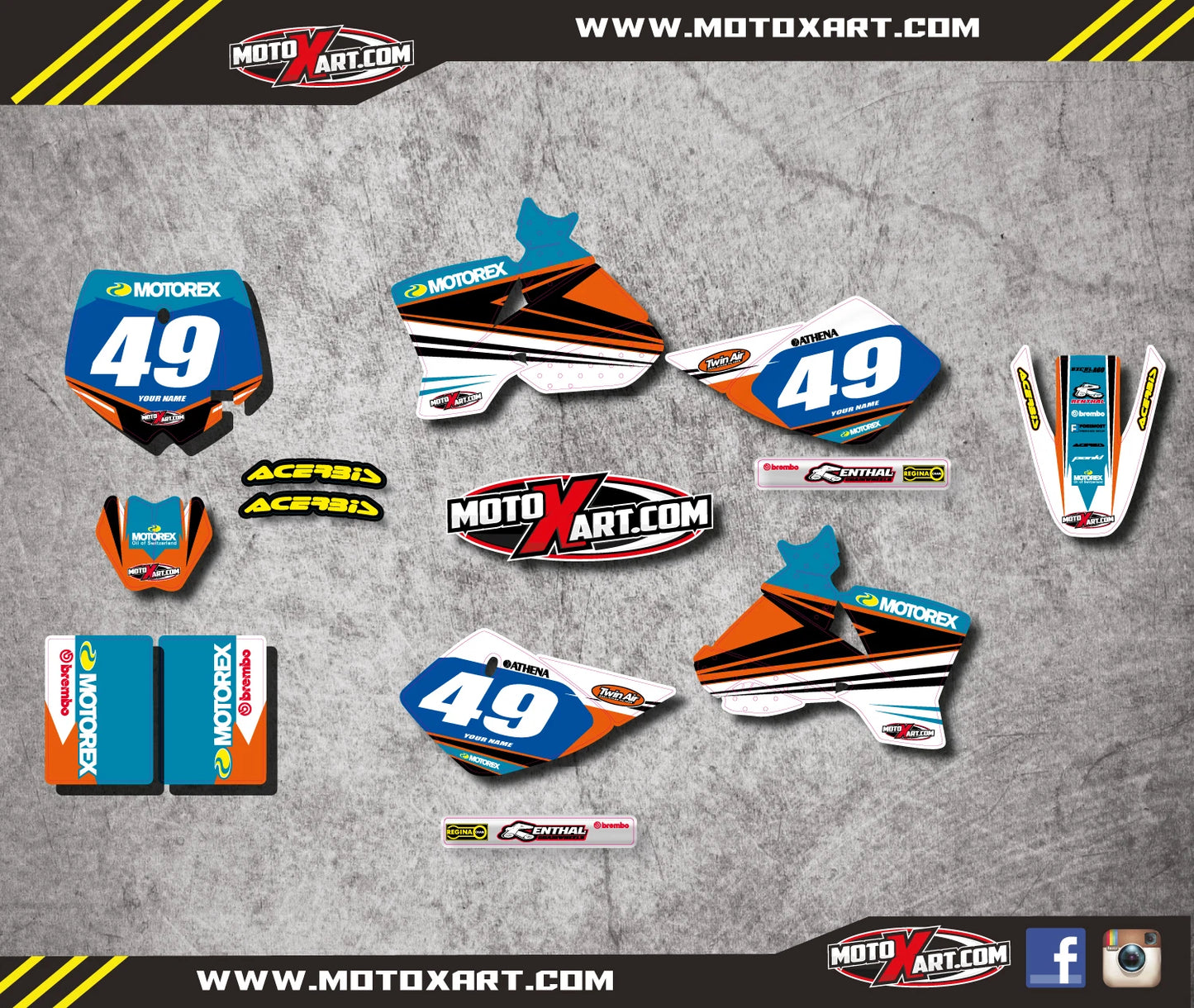 KTM 50 Custom Graphics STRIKE STYLE Full Sticker Decal Kit (2002-2008)