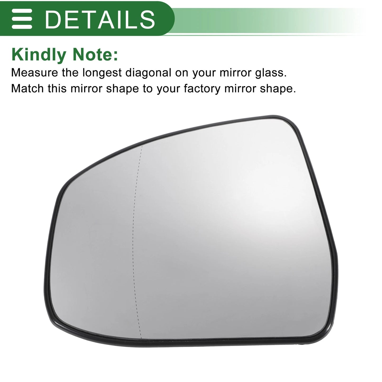Left Side White Mirror Glass Aspherical Non-Heated for Ford Focus (2000-2011)
