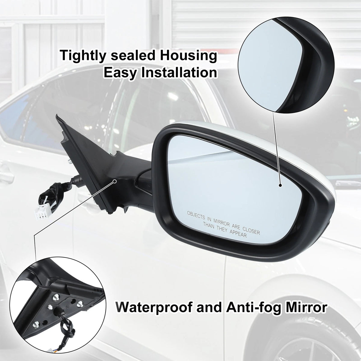 3 Pin Right Side Door Mirror Assembly for Honda Accord (2018-2022)