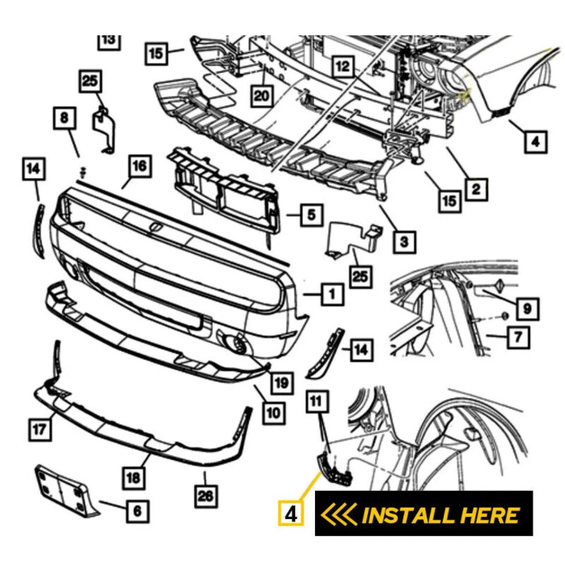 Front Bumper Brackets Set for 2007-2011 Honda CR-V (2 x Left & Right)