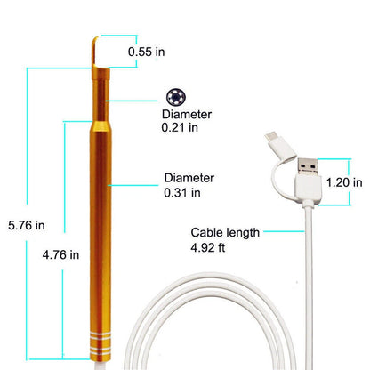 3-in-1 Ear Cleaning USB Endoscope 5.5mm Earpick Otoscope for Universal Use