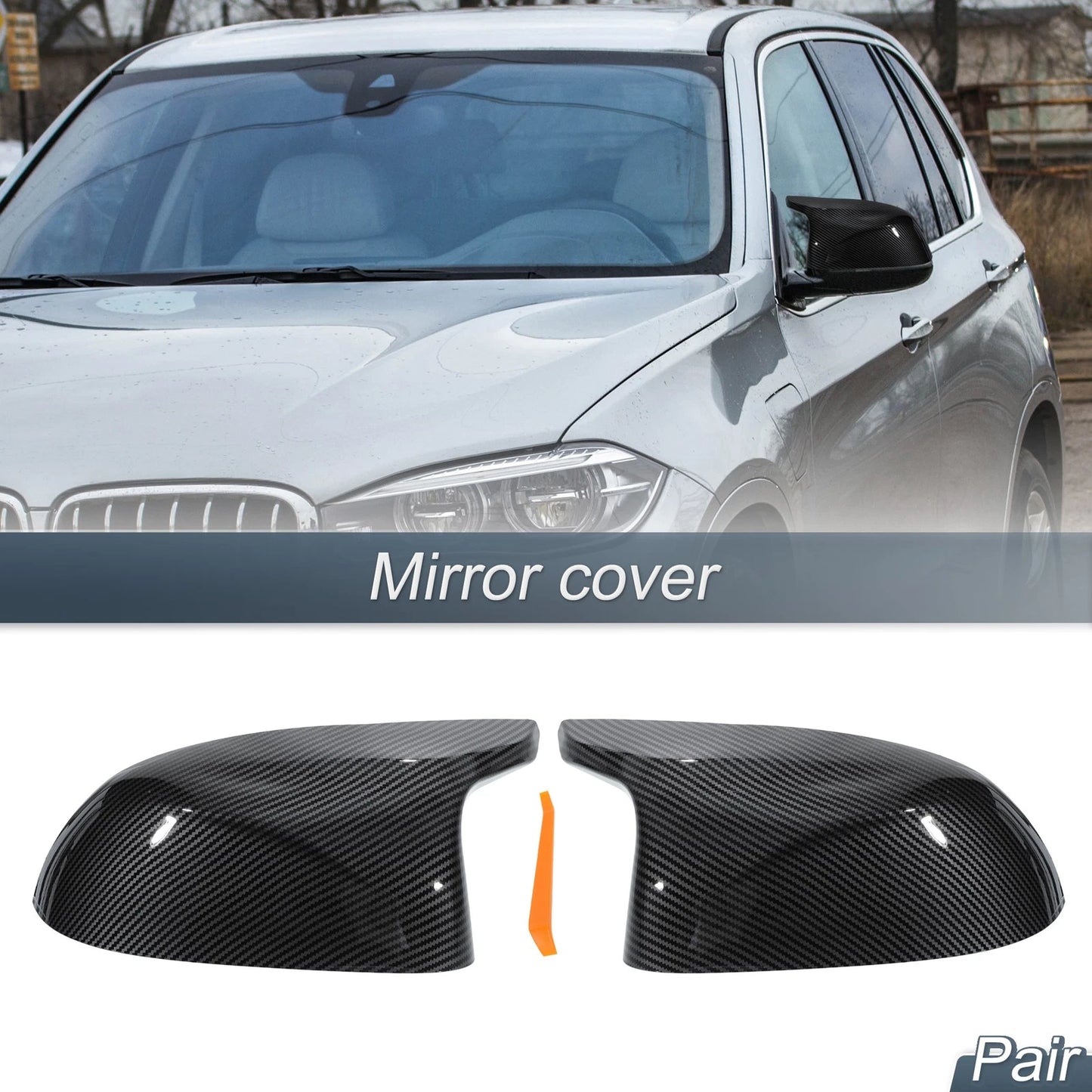 Carbon Fiber Door Mirror Cover Caps for BMW X3 F25, X4, X5 F15, X6 F16 (2014-2020)