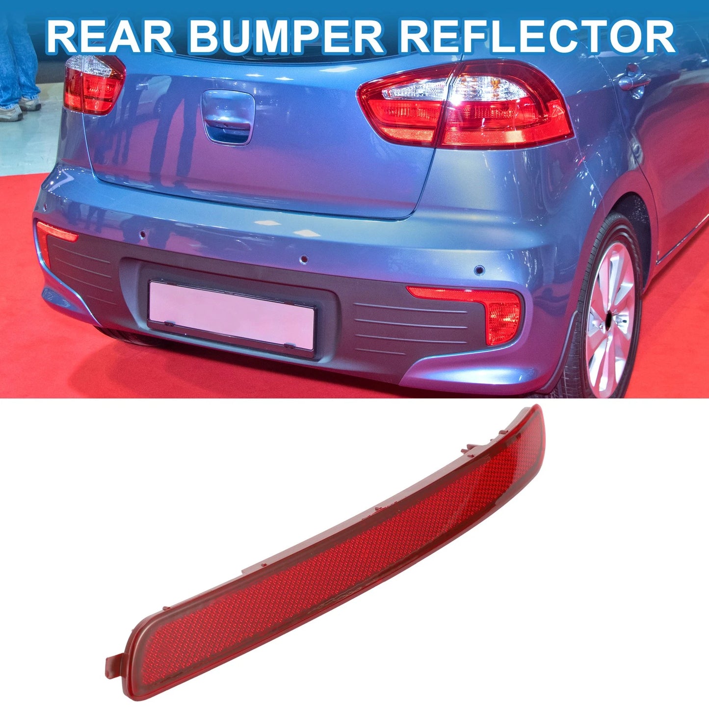 Rear Left Bumper Reflector for Kia Rio EX, LX, SX 1.6L (2012-2015) Red