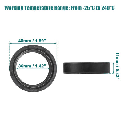 2 x Front Fork Shock Oil Seal 36mmx48mmx11mm for Kawasaki IT175