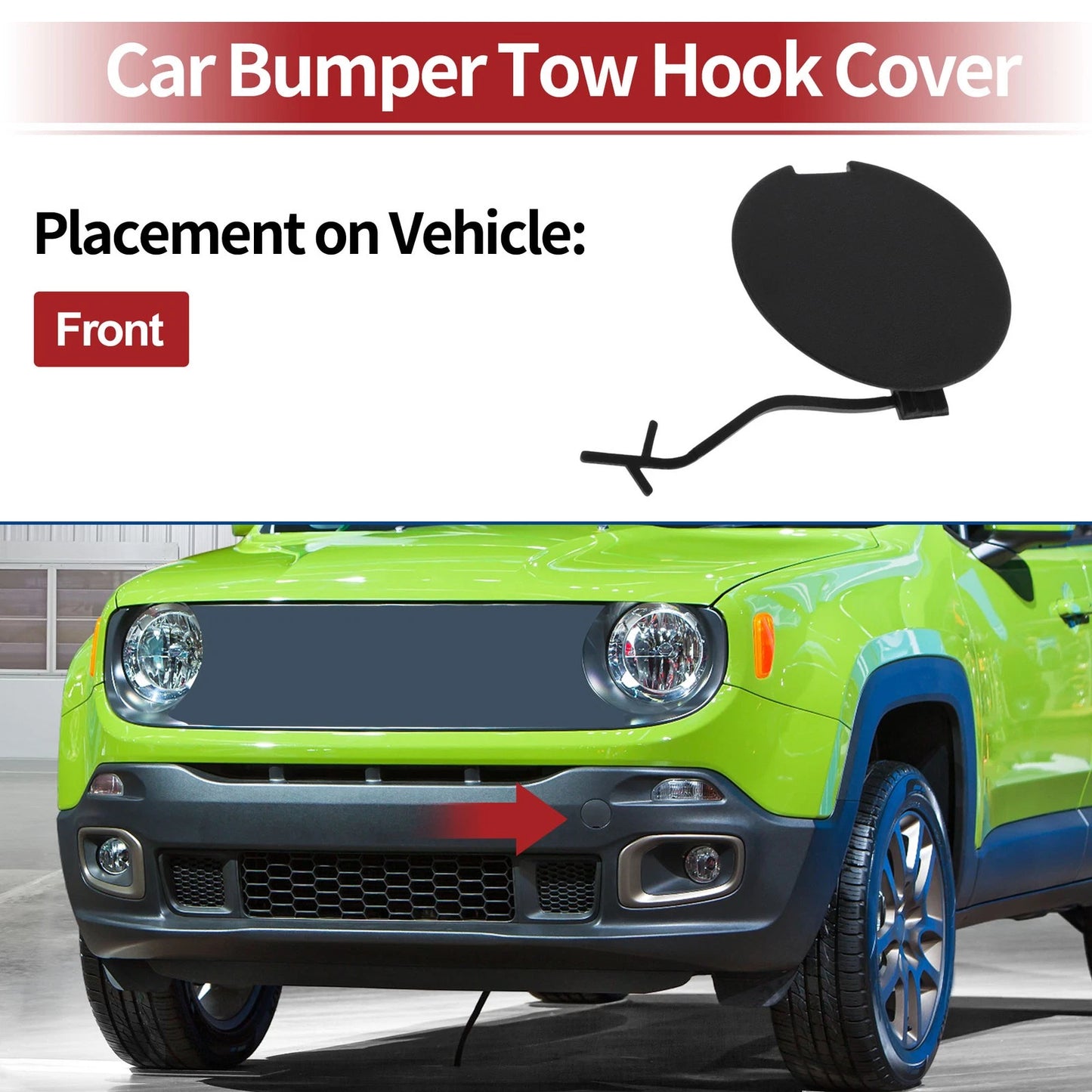 Front Tow Hook Cover for Jeep Renegade (2015-2020) Black 1 Pc