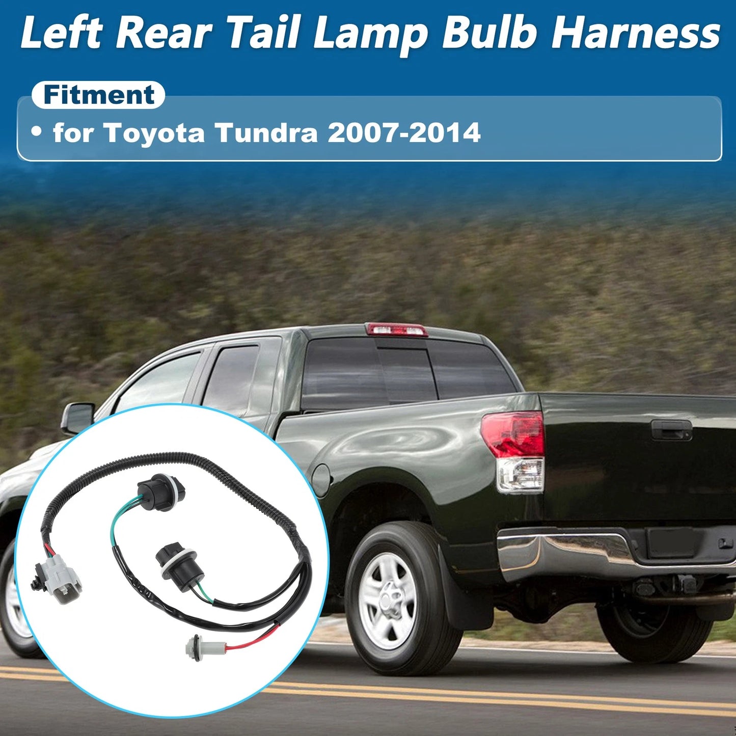 Left Tail Light Socket Wiring Harness for Toyota Tundra (2007–2014)