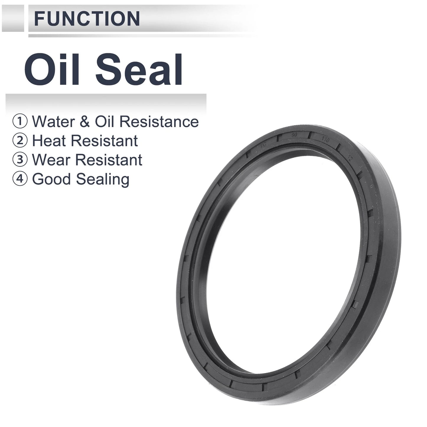Oil Seal Rotary Shaft Seal Nitrile Rubber 90x110x12mm Black 5 Pcs