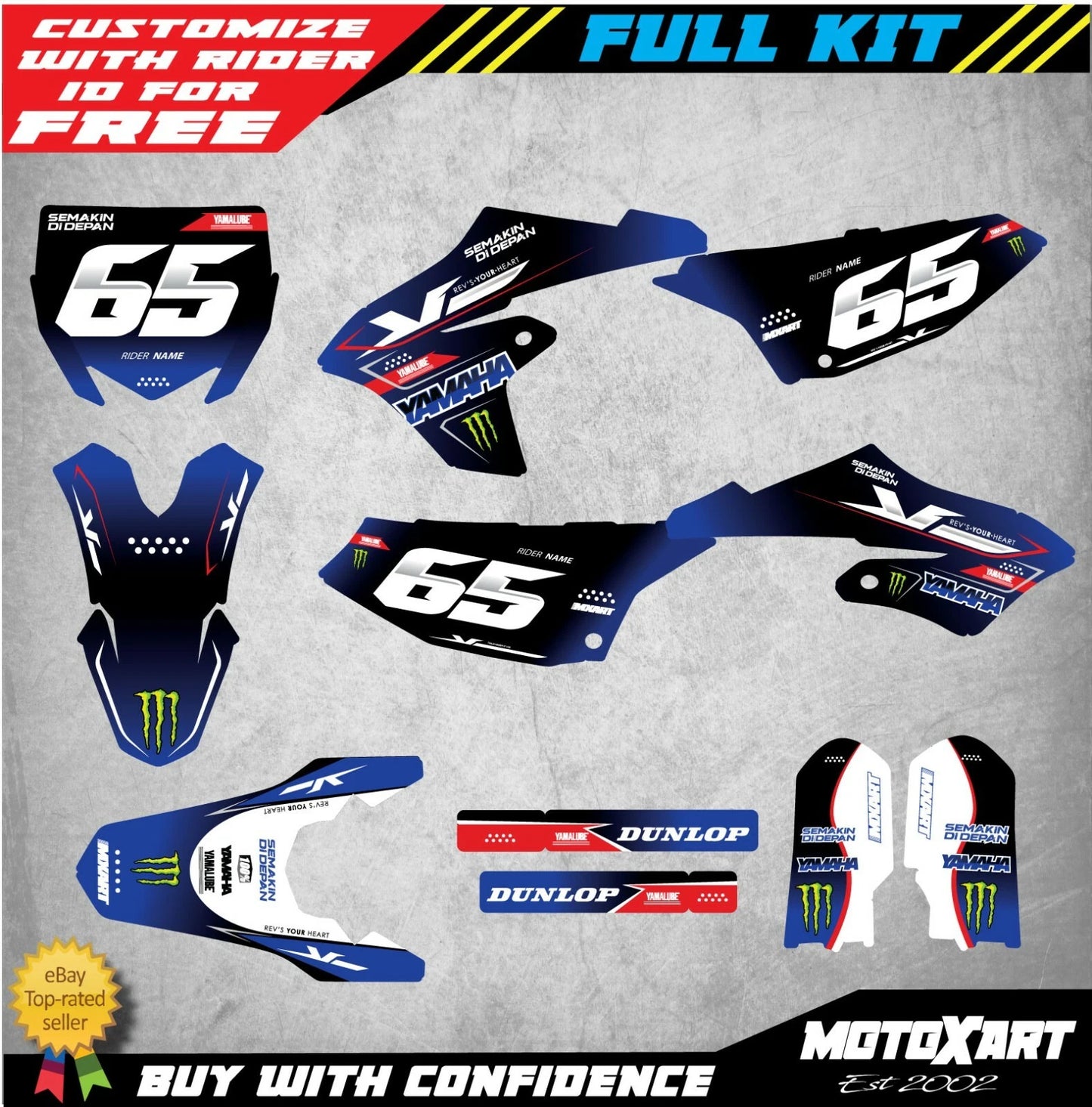FURY STYLE Full Sticker Kit Decals for Yamaha YZ 65
