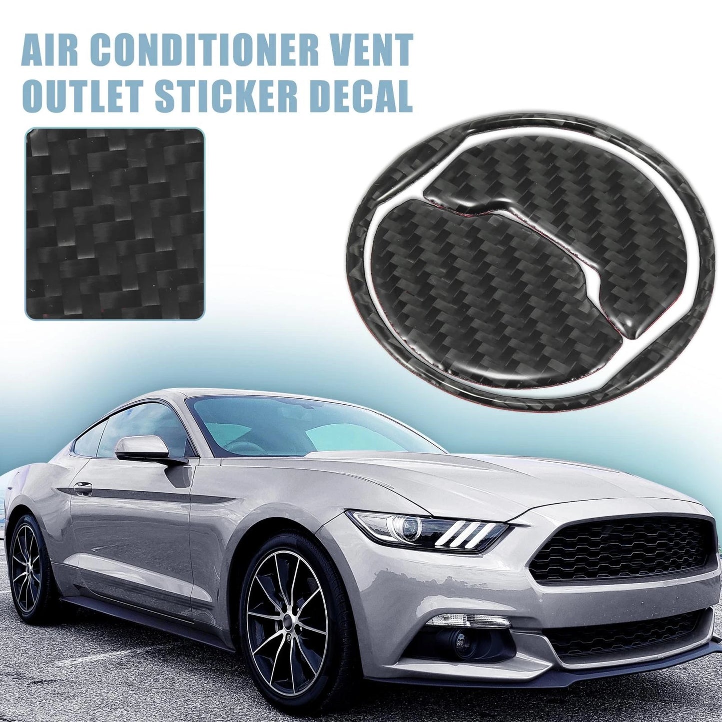 3 x Dashboard Air Conditioner Vent Covers for Ford Mustang (2015-2020) Black