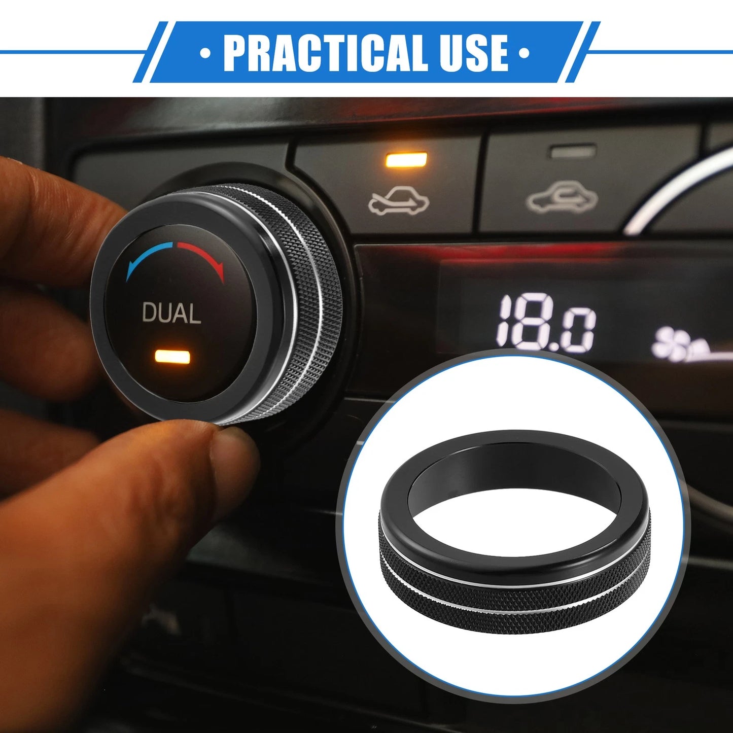 AC Climate Control Knob Rings for Toyota Highlander (2020-2022) Black