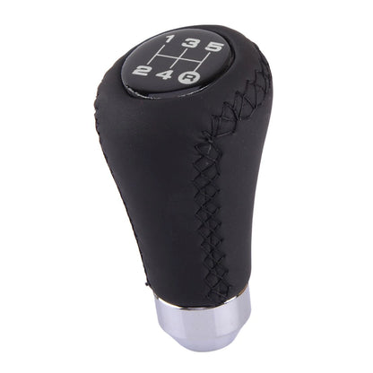 5 Speed Black Leather Gear Shift Knob for Car Manual Shifter (All Years)