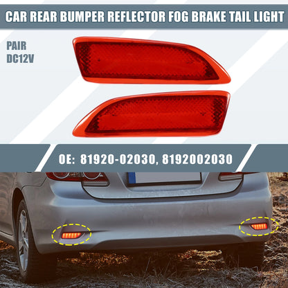 2 x Rear Bumper Reflector LED Brake Tail Light for Toyota Corolla