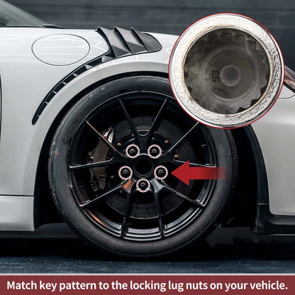 Set of 2 Wheel Lock Lug Nuts with 17 Teeth Anti-theft Key for Porsche Cayenne