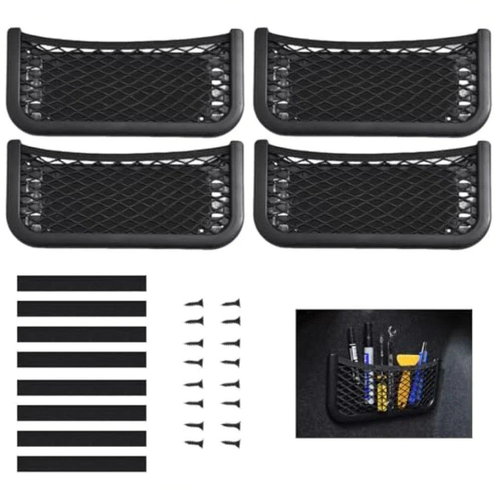 4PCS Elastic Car Storage for RV/Truck/Boat Trunk with Screws/Straps