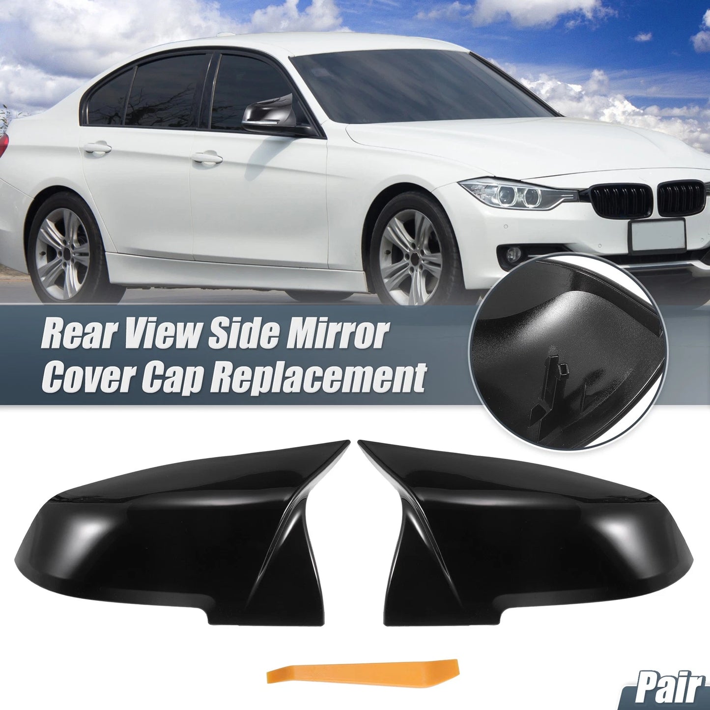 Rearview Mirror Cover Cap Gloss Black for BMW F20 F22 F23 F30 F31 F31 (2012-2019)
