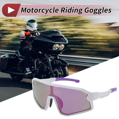 Motorcycle Riding Goggles Purple Lens White Purple Frame PC UV400