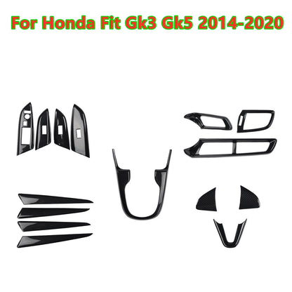 Carbon Fiber Accessory Interior Cover Trim for Honda Fit GK3 GK5 (2014–2020)