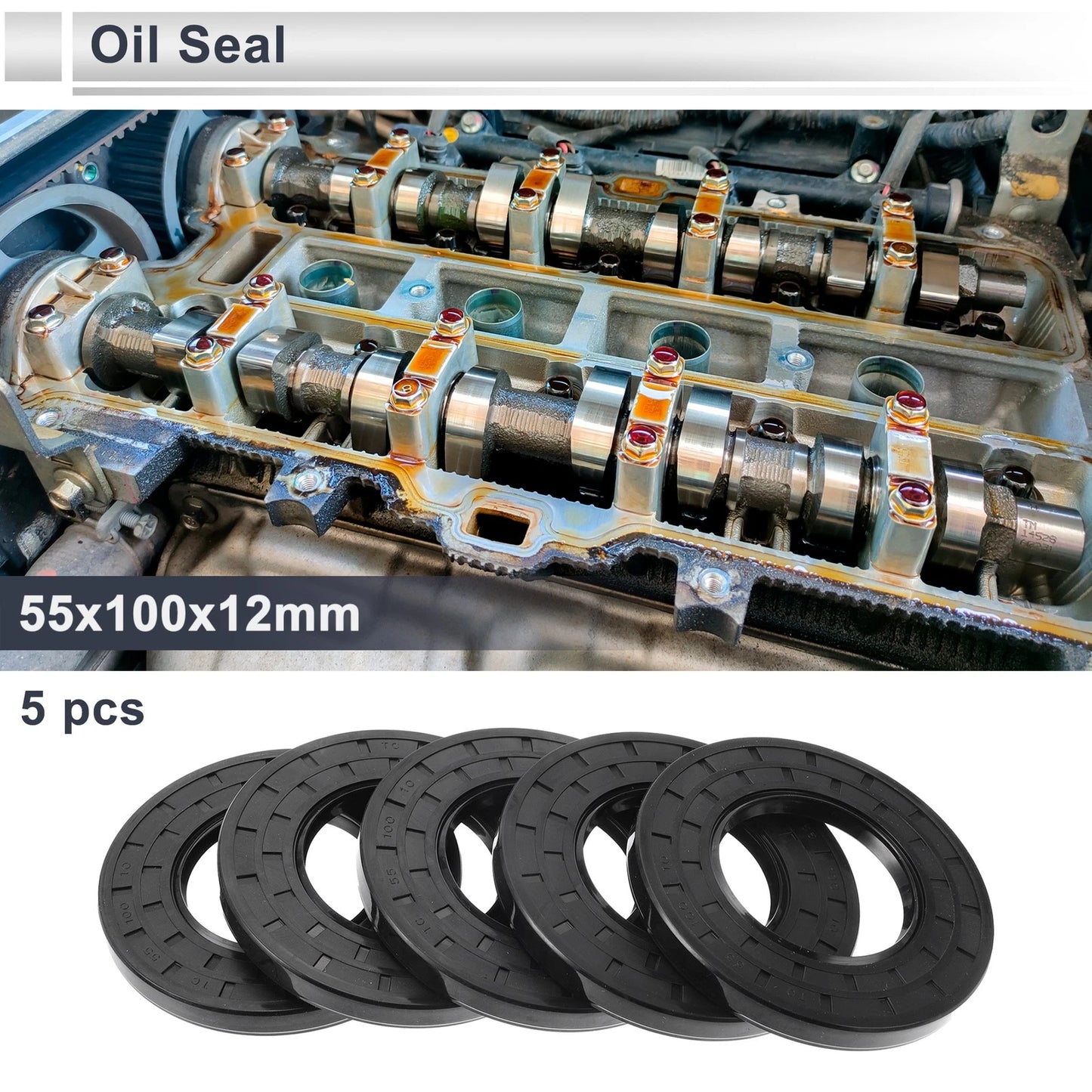 Oil Seal 55x100x12mm Seal Ring Rotary Shaft Seal Nitrile Rubber 5 pcs
