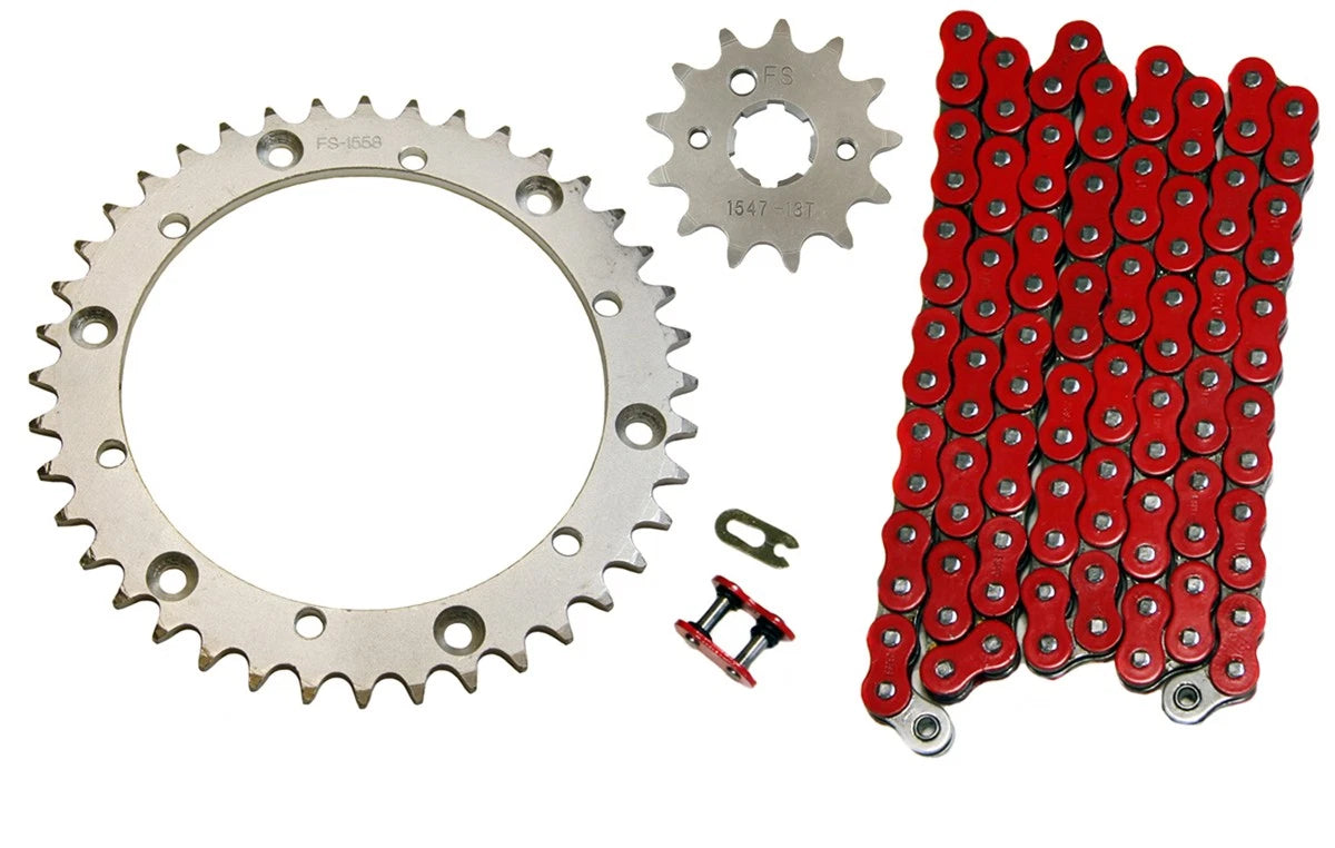 Red 520x98 O-Ring Drive Chain & 13/40 Sprockets for Yamaha Warrior (1989–2004)