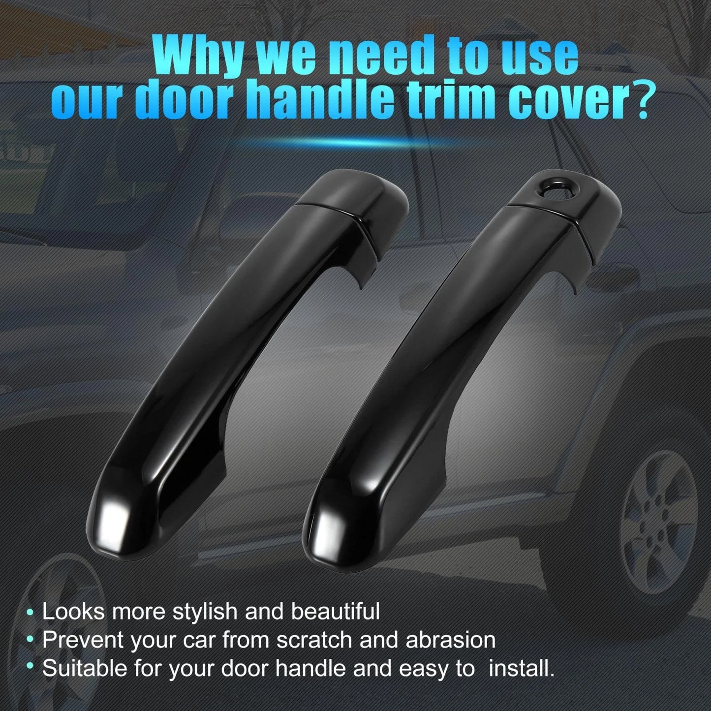 4 x ABS Front Rear Door Handle Trim Covers for Toyota 4Runner (2010-2019)