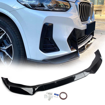 Gloss Black Front Bumper Lip Splitters for BMW G01 X3 X4 M-Sport (2022-2024)