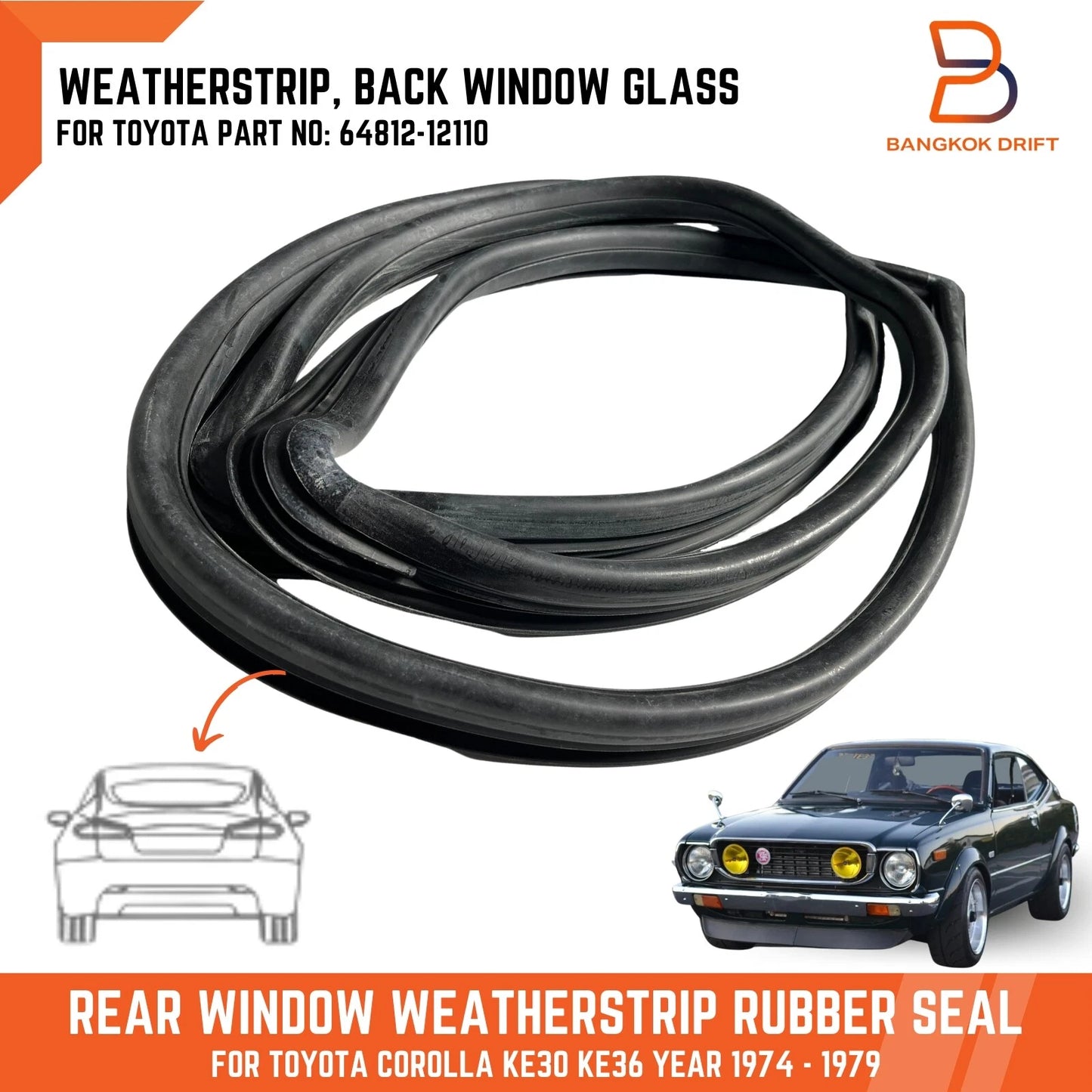 Rear Window Weatherstrip Seal for Toyota Corolla (1974-1979)