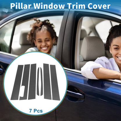 7pcs Door Pillar Window Trim for Ford Maverick (2022-2023) Carbon Fiber Black
