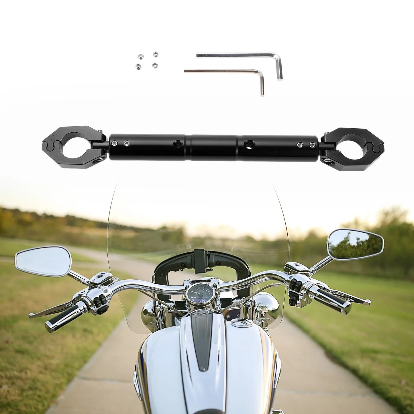 Set Universal Balance Bar Handlebar Aluminum Alloy Black for Motorcycle