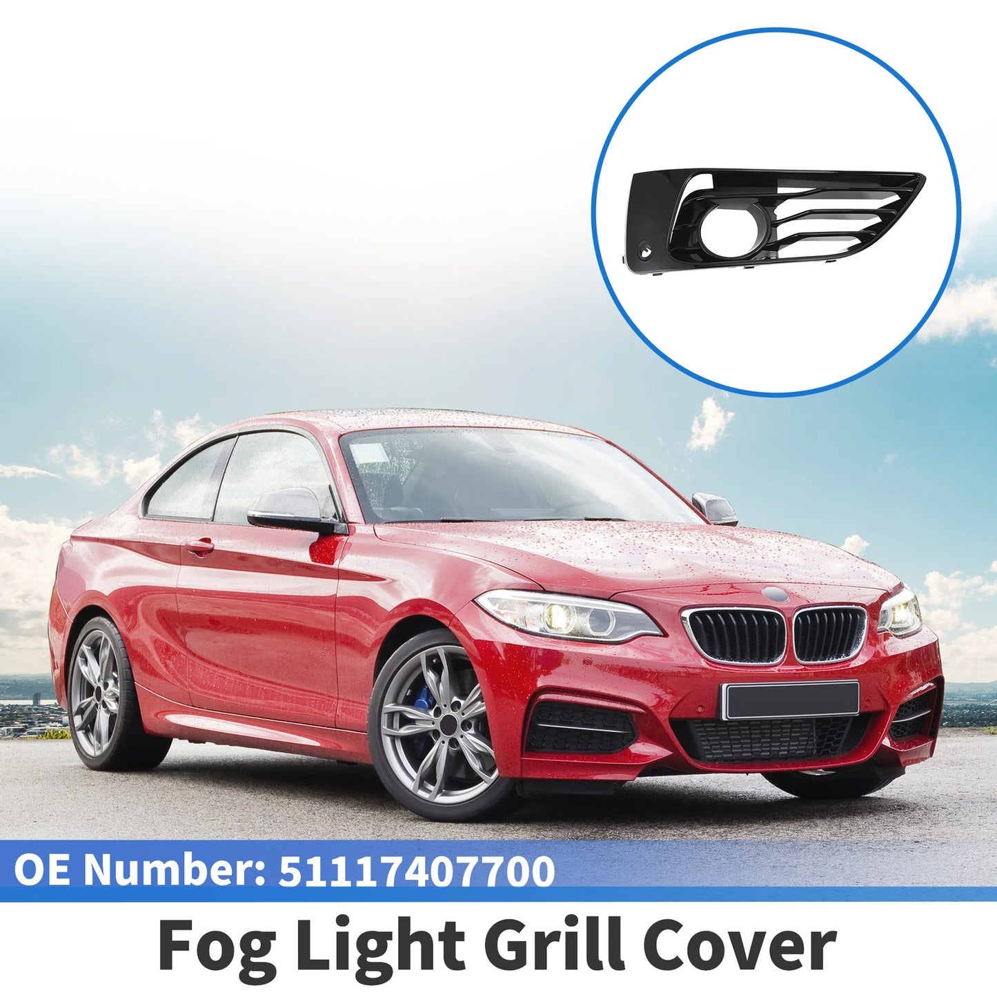 1 Pc Front Right Fog Light Grill for BMW 2 Series (2017-2020)