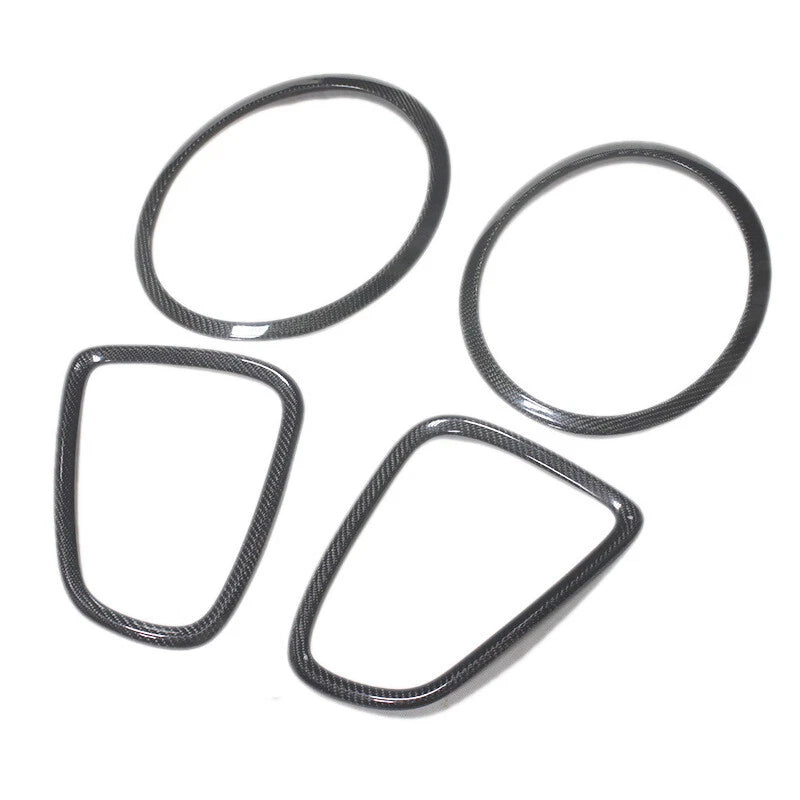 4pcs Carbon Fiber Rear Front Headlight Bezel Cover Trim For Mini Cooper R56