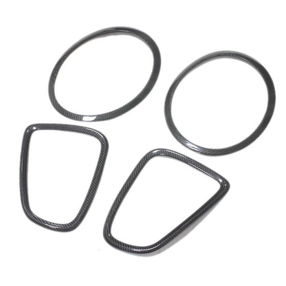 4pcs Carbon Fiber Rear Front Headlight Bezel Cover Trim For Mini Cooper R56