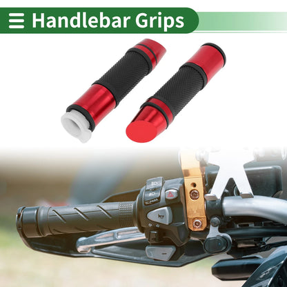 7/8" 22mm Hand Grips Rubber Red for Motorcycle