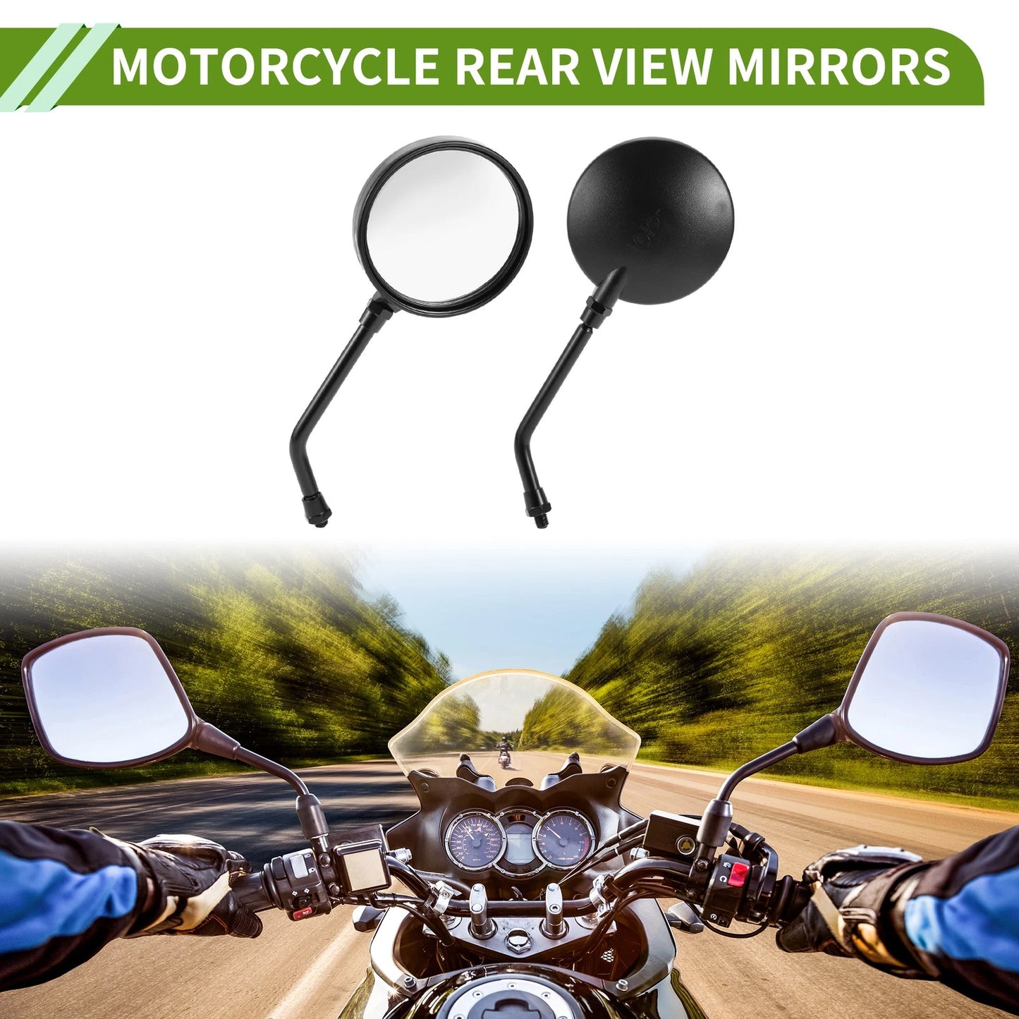 Rear View Mirrors / Round Shape Black Metal ABS / for M10 Motorcycle