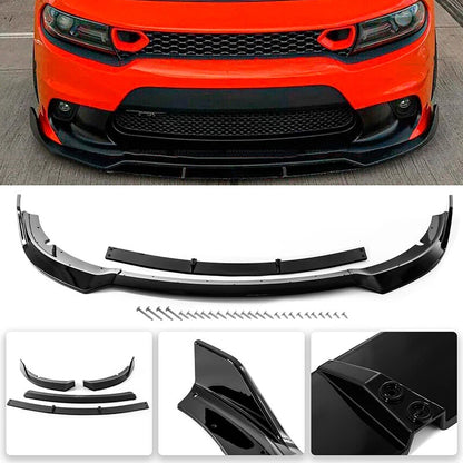 Gloss Black Front Bumper Lip Splitter Spoiler Kit for 2015-2022 Dodge Charger