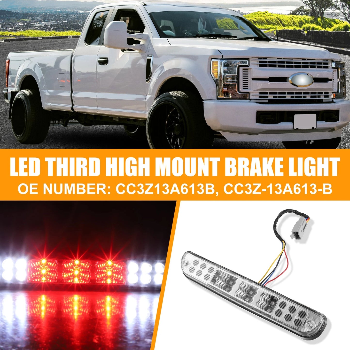 LED Third High Mount Brake Light for Ford F-250 Super Duty (2017-2022)